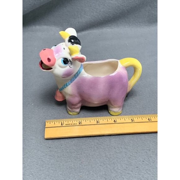 Vintage Cow Creamer Porcelain Figurine Kitchen Decor Pastel Colors - Picture 7 of 9